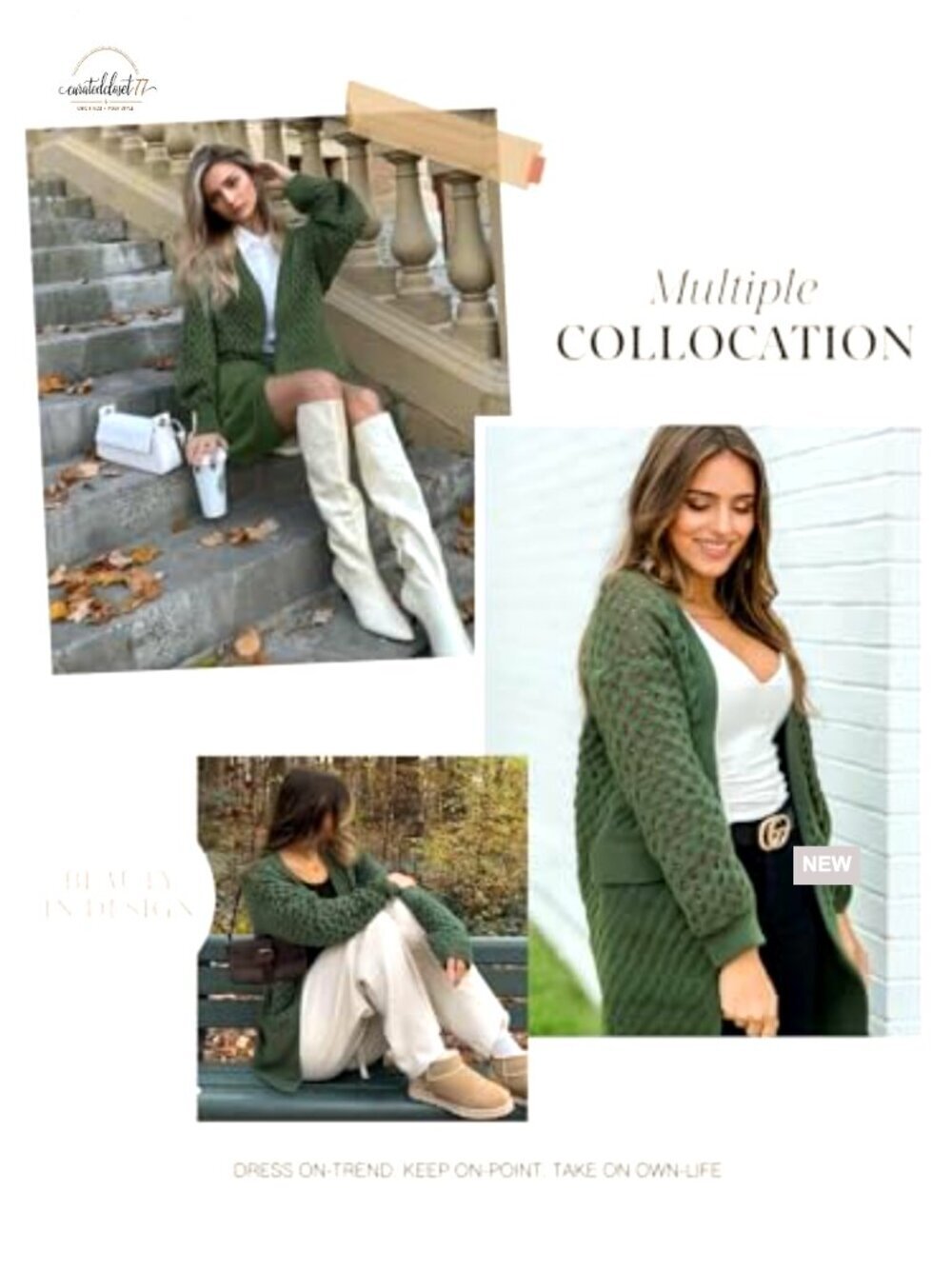 Long Sleeve Open Front Cable Knit Cardigan with Pockets, Chunky Knit - Picture 6 of 7